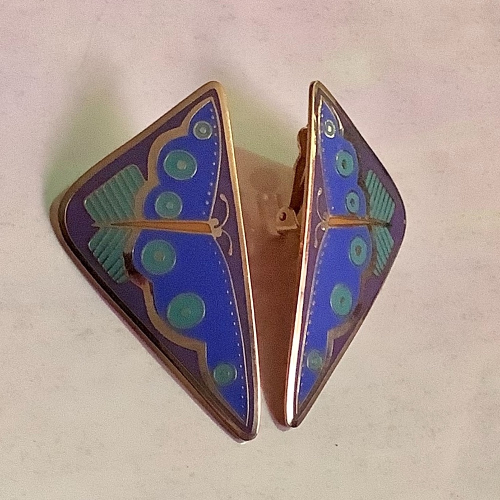 Vintage Laurel Burch April Butterfly Earrings